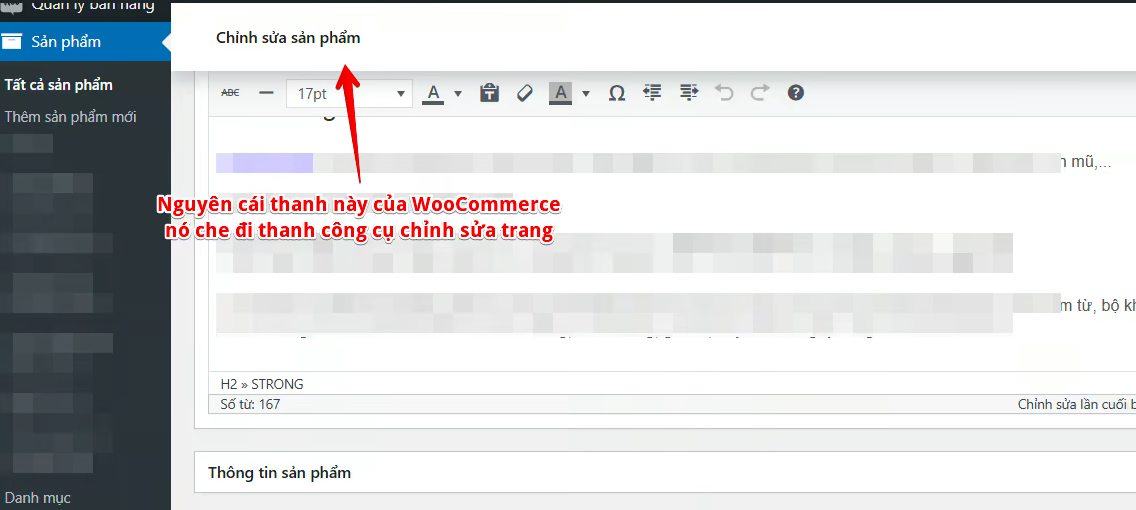 Cách ẩn thanh header chỉnh sửa sản phẩm trong WooCommerce