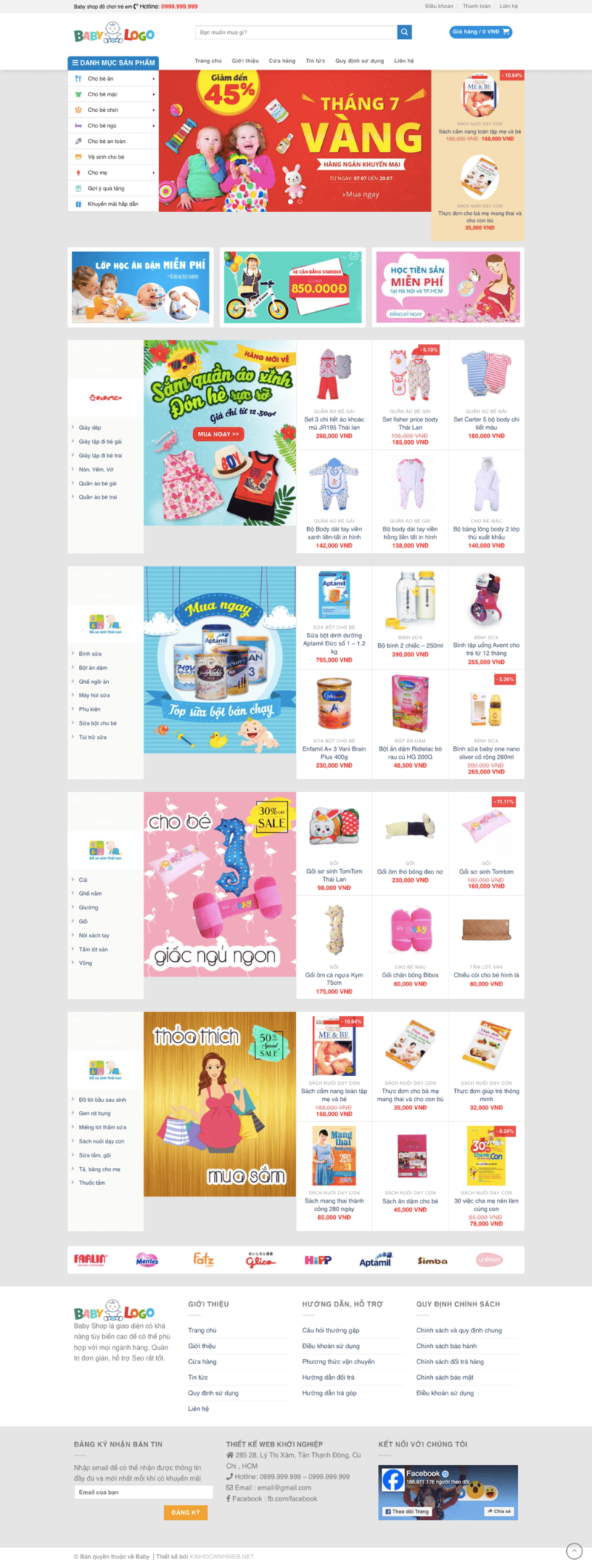 Baby – Mẫu website bán đồ dành cho trẻ em như website Con Cưng