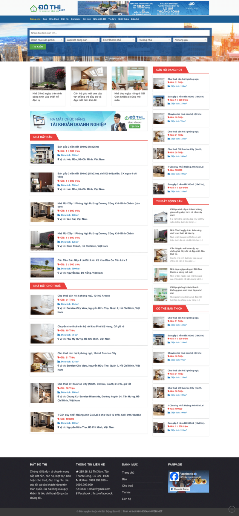 Bất động sản 05 - Mẫu website giới thiệu về bất động sản không có giỏ hàng