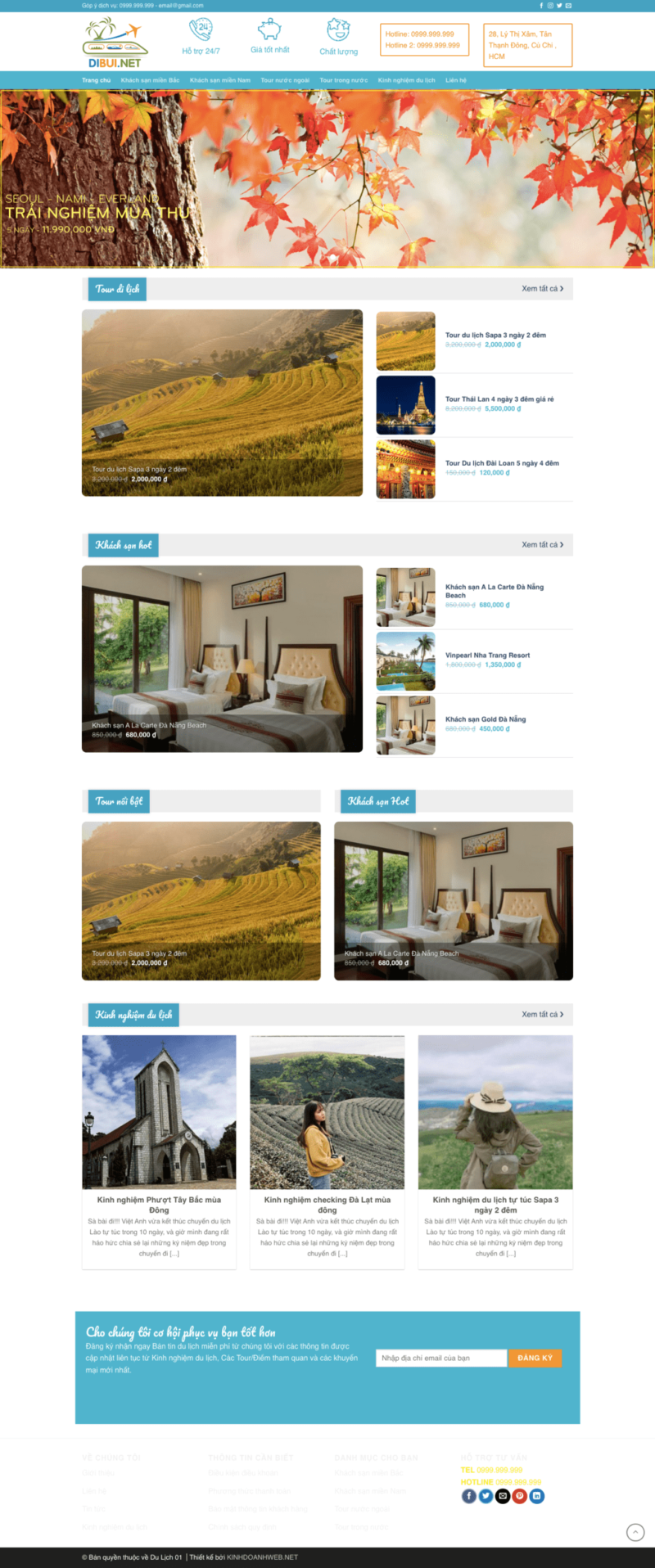 Du lịch 01 - Mẫu website giới thiệu về dịch vụ du lịch