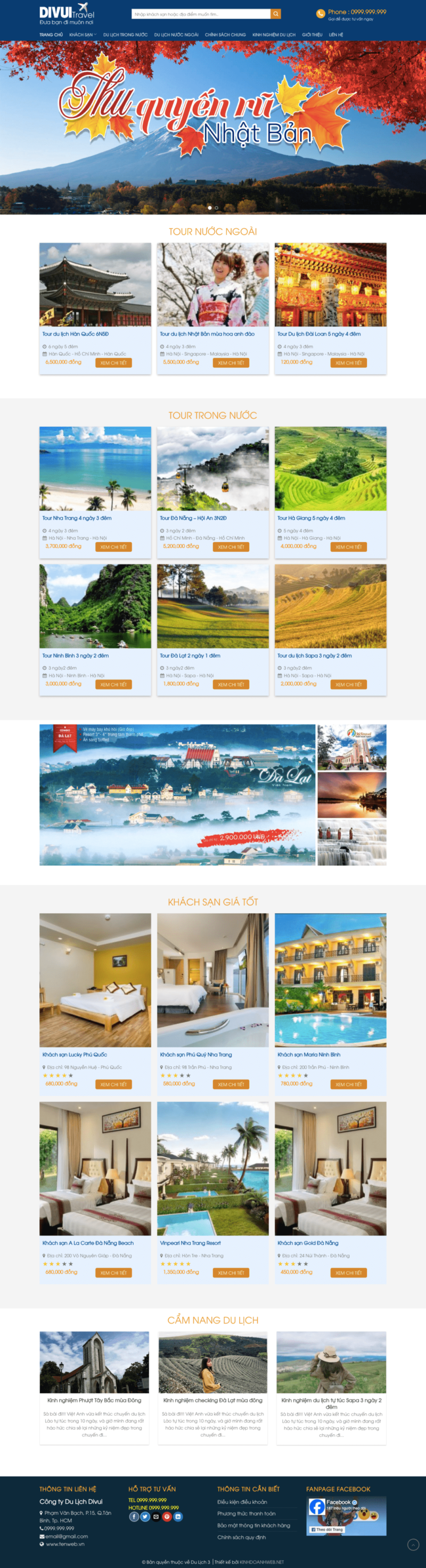 Du lịch 03 – Mẫu website giới thiệu về dịch vụ du lịch