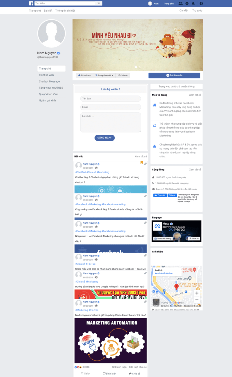 Facebook - Mẫu website nội dung tin tức kiểu facebook