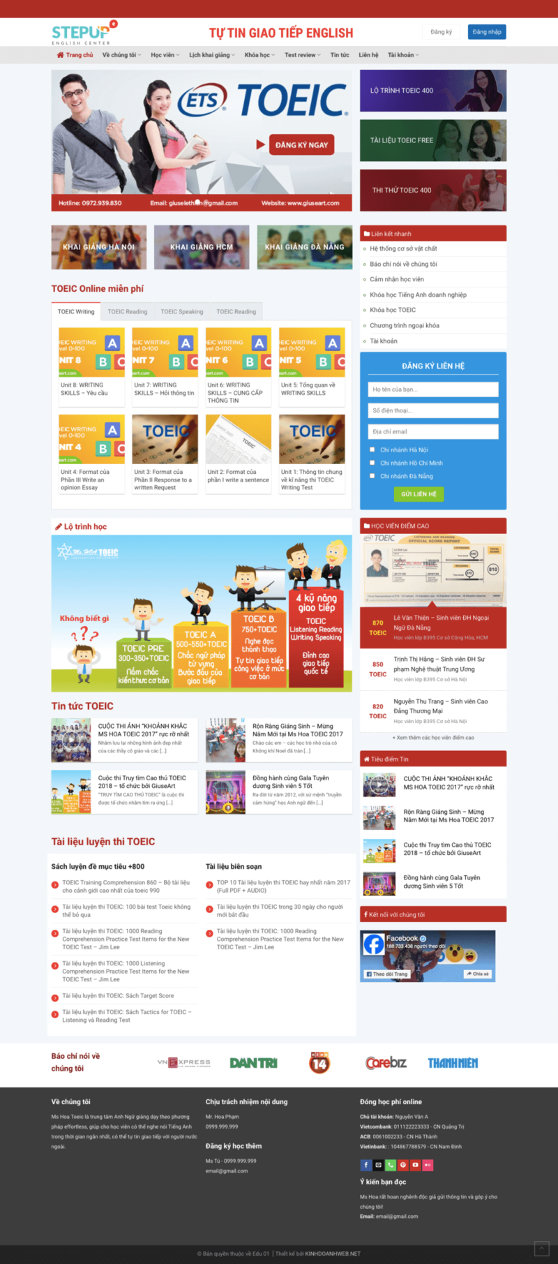 Giáo dục 01 - Mẫu website về giáo dục - đào tạo - khoá học