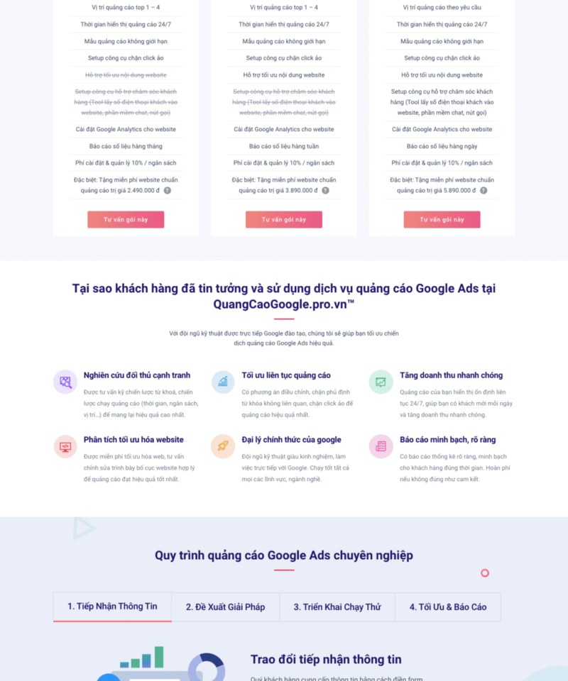 Goolge - Mẫu website planding page giới thiệu dịch vụ quảng cáo google