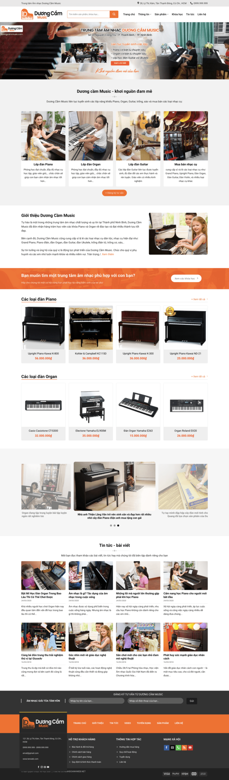 Học đàn - Mẫu website về học đàn