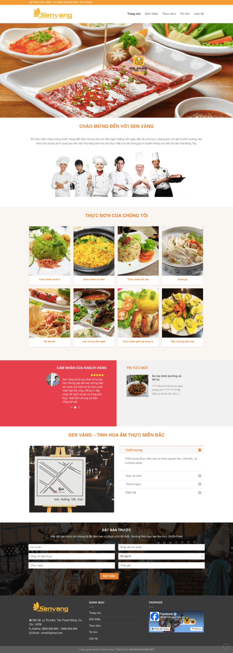 Nhà hàng - Mẫu website nội dung ăn uống