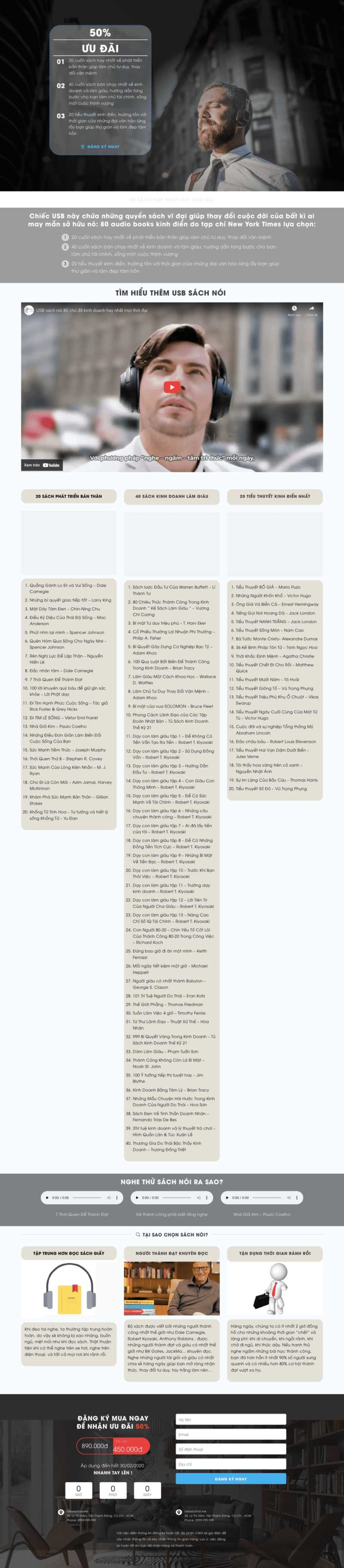 Planding page 02 - Mẫu website planding page giới thiệu về audio book