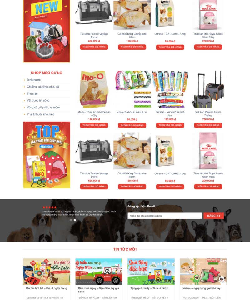 Thú cưng – Mẫu website bán các sản phẩm thú cưng