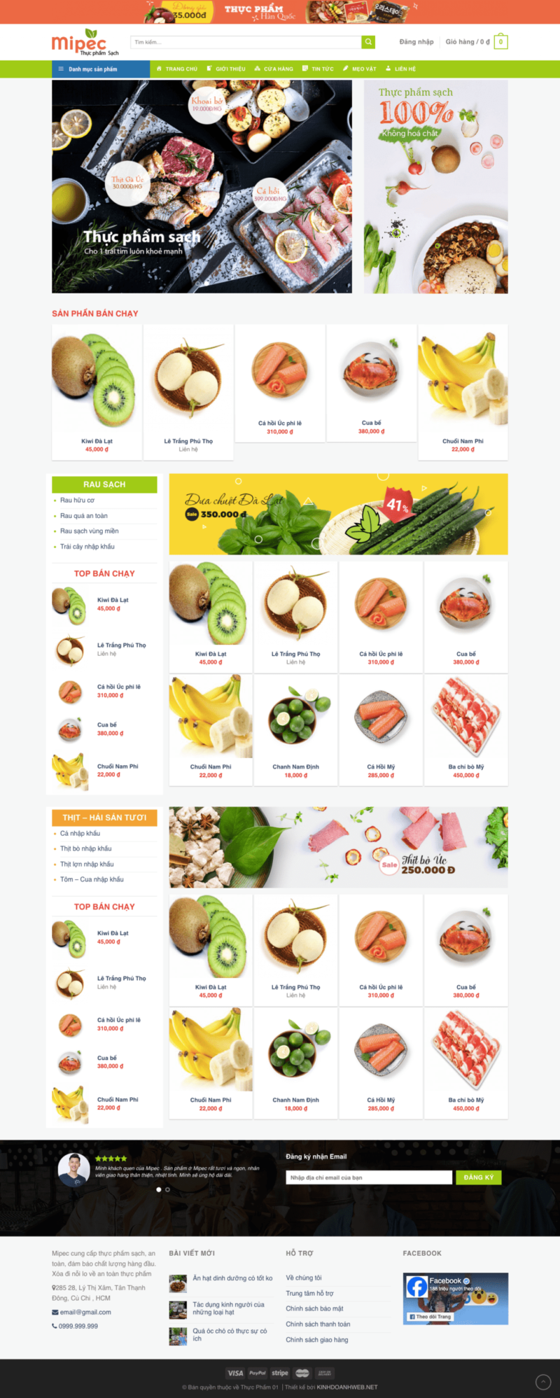 Thực phẩm 01 - Mẫu website bán thực phẩm ăn uống