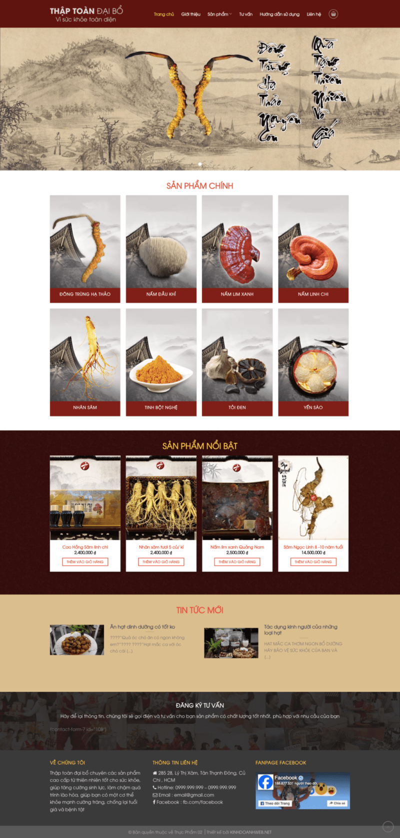 Thực phẩm 02 - Mẫu website bán các sản phẩm thực phẩm dinh dưỡng