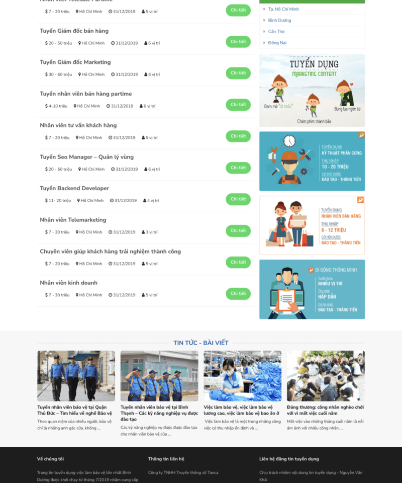 Tuyển dụng - Mẫu website nội dung tin tức về tuyển dụng