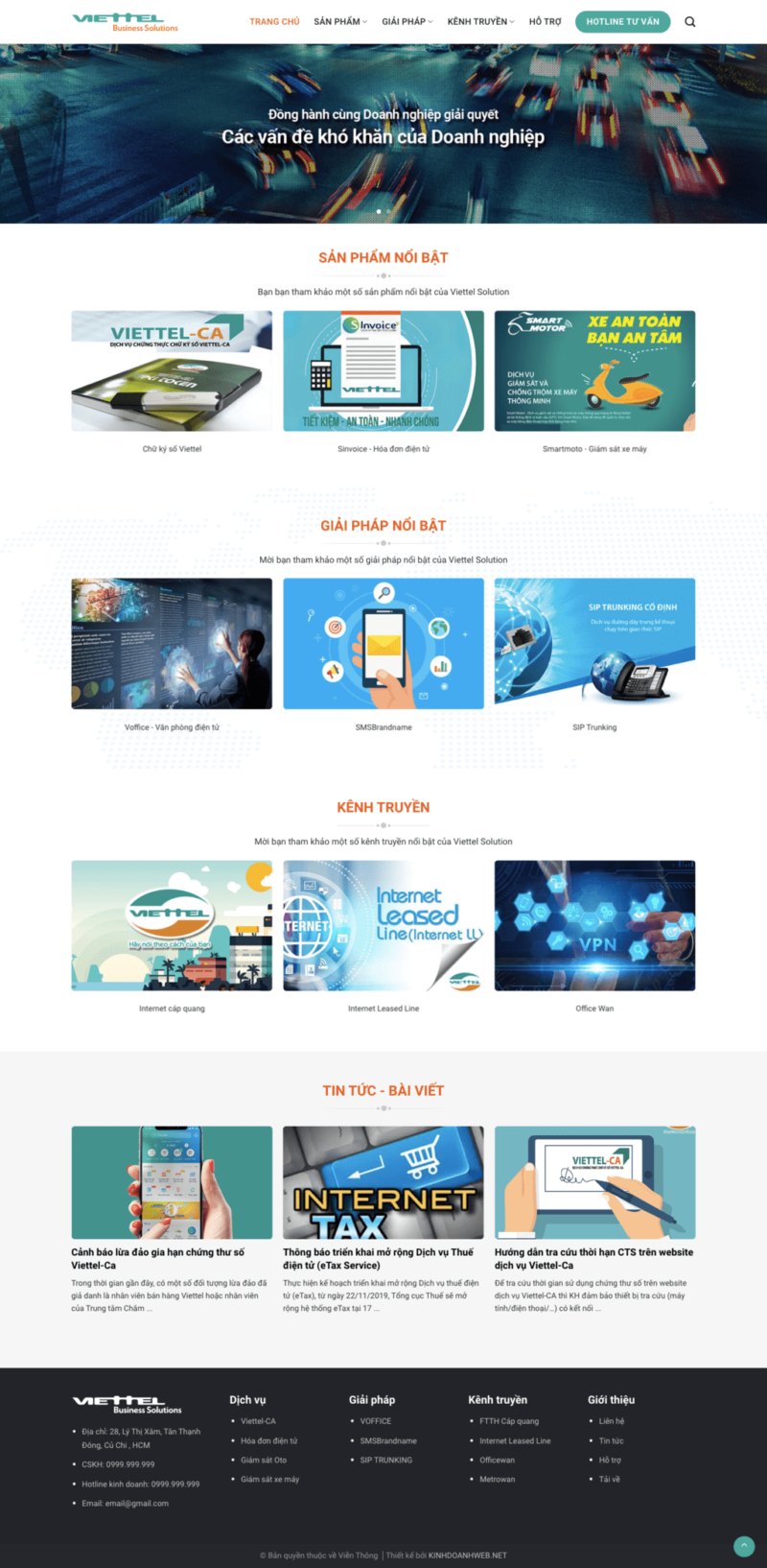 Viễn thông - Mẫu website nội dung tin tức về viễn thông